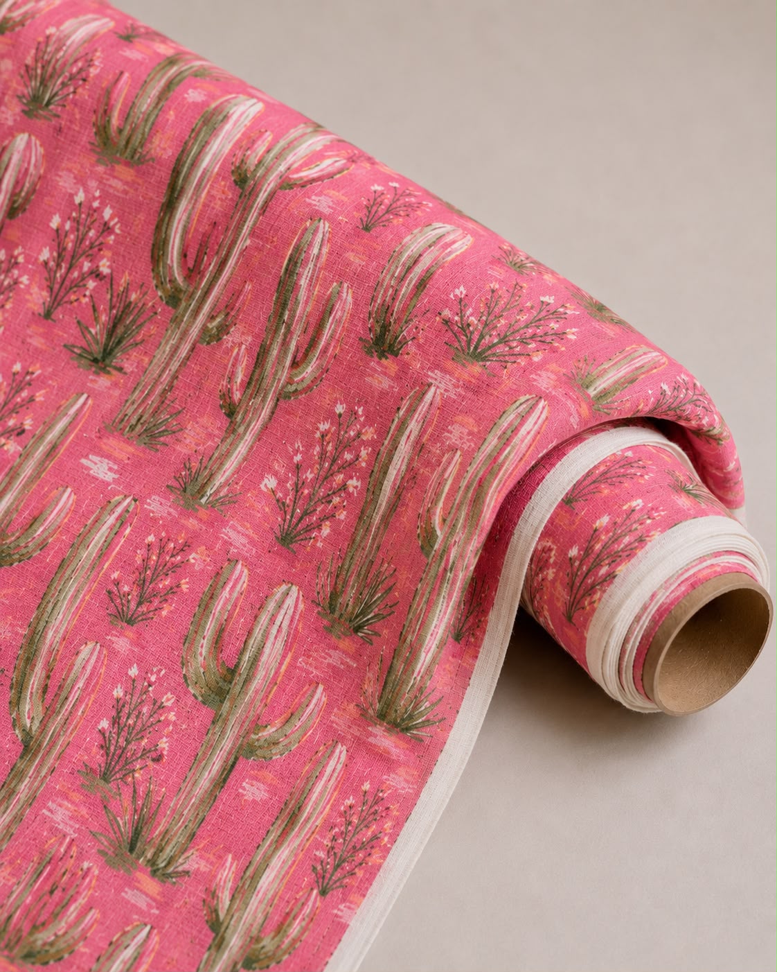 Pink Cactus - Linen